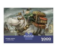 Puzzle De 1000 Pièces pour Adultes Steampunk Hippo Ride Puzzles pour Adultes, Jeux De Société, Découpe De Précision, Cadeaux pour Les Amis Et La Famille 70x50cm/1000pcs