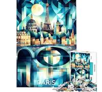 Puzzle de 1000 pièces pour Adultes Style cubiste représentant la Skyline de Paris avec la Tour Eiffel et la Seine Jeu de réflexion pour Adolescents Une œuvre d'art stimulante Un Cadeau Original