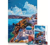 Puzzle de 1000 pièces pour Adultes,Style Grec Santorin,Art rétro,décoration épurée,Jeu d'exercice Mental,Divertissement Calme,Cadeau d'anniversaire (38x52cm)