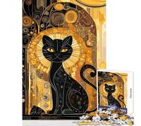 Puzzle de 1000 pièces pour Adultes Style Gustav représentant Le Chat Noir Décoration Jouet et Cadeau pour Femmes et Hommes Jeu Impossible avec Poster et fiche de Questions Assortis Dimensions 38x26cm