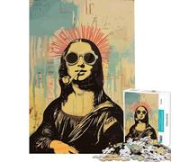 Puzzle de 1000 pièces pour Adultes Style Hippie représentant Une Affiche de la Joconde Jeu éducatif et Stimulant Difficile et Amusant à partir de 14 Ans 38x26cm