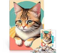 Puzzle de 1000 pièces pour Adultes Style Minimaliste de Chat Mignon Difficile Difficile avec Affiche et Feuille de Questions correspondantes 38x26cm