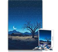 Puzzle de 1000 pièces pour Adultes, Style Pixel Art, Paysage Nocturne avec Maison abandonnée, Jeu éducatif Familial, décoration idéale, Cadeau d'anniversaireDimensions 50x75 cm.