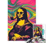 Puzzle de 1000 pièces pour Adultes Style Pop Hippie Mona Lisa Jeu addictif pour cultiver la Patience Jeu Familial Anti-Stress Cadeau d'anniversaire (Taille 50x75cm)