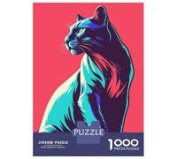 Puzzle De 1000 Pièces pour Adultes Stylized Cat Portrait with Bold Colors Puzzle Adulte Jeu Familial Anti-Stress Jeu Stimulant Cadeaux 38x26cm/1000pcs