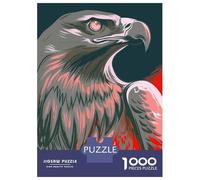 Puzzle De 1000 Pièces pour Adultes Stylized Eagle Portrait with Red Accents Adolescents Puzzles Anti-Stress Jeux Difficiles Défi Activités Amusantes À La Maison 52x38cm/1000pcs