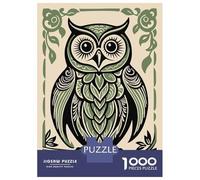 Puzzle De 1000 Pièces pour Adultes Stylized Owl Illustration with Floral Frame Puzzles pour Adultes pour S'amuser en Famille pour Un Anniversaire, Noël, Un Jeu De Défi Unique 38x26cm/1000pcs