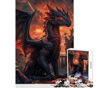 Puzzle de 1000 pièces pour Adultes « Sunset Dragon Sentinel » décoration Murale pour Les Amateurs de Jeux et de listes de souhaits avec Le Père Noël Dimensions 38x52cm