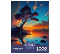 Puzzle De 1000 Pièces pour Adultes Sunset Island with Tree Puzzles pour Adultes Jeux De Société Cadeaux pour Femmes Cadeaux d'anniversaire Et De Noël Uniques 70x50cm/1000pcs