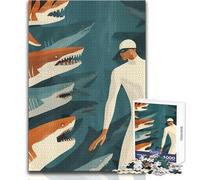Puzzle de 1000 pièces pour Adultes - Super-héros et Requins - Casse-tête Amusant et éducatif pour Toute la Famille - Dimensions : 38x52cm