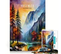 Puzzle de 1000 pièces pour Adultes sur Le thème du Parc National de Yosemite Jeu de Concentration mentale,découpage de Haute précision,activité de Partage et de complicité à Faire en Famille 38x52cm