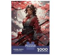 Puzzle De 1000 Pièces pour Adultes Sword-Wielding Woman in Red Kimono Puzzle pour Adultes, Jouet, Décoration Murale, Décoration Parfaite, Cadeaux Uniques pour Anniversaire Et Noël 52x38cm/1000pcs
