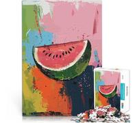 Puzzle de 1000 pièces pour Adultes Symbole de la pastèque, Drapeau Artistique Casse-tête avec Affiche et Feuille de Questions correspondantes 52x38cm