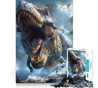 Puzzle de 1000 pièces pour Adultes T-Rex Rugissant Jeu de réflexion Amusant et Stimulant Activité de Loisirs et d'anniversaire (38x26cm)
