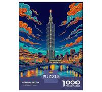 Puzzle De 1000 Pièces pour Adultes Taipei Cityscape at Night Puzzles pour Adolescents - Course De Vitesse Manuelle - Difficile Et Stimulant - Cadeaux De Noël Et d'anniversaire 38x26cm/1000pcs