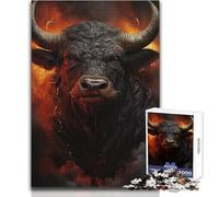 Puzzle de 1000 pièces pour Adultes « Taureau en colère », Casse-tête idéal pour Toute la Famille, Une véritable œuvre d'art, Cadeau Parfait pour Un Père Noël Secret Dimensions : 38x26 cm