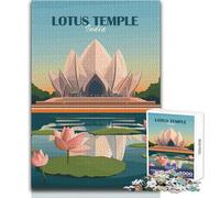 Puzzle de 1000 pièces pour Adultes, Temple du Lotus, Inde, Jeu Impossible, Découpe de précision, Cadeau de Père Noël Secret, Dimensions : 38x26cm