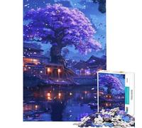 Puzzle de 1000 pièces pour Adultes Temple Japonais avec Cascade néon Difficile et Stimulant Une œuvre d'art Jeu éducatif Convient aux Personnes de 14 Ans et Plus (38x26cm)