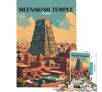 Puzzle de 1000 pièces pour Adultes Temple Meenakshi Inde Défi éducatif Décoration Murale Jouet Anti-Stress pour Les 14 Ans et Plus (38x26cm)