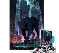 Puzzle de 1000 pièces pour Adultes Temple Panthère Gardienne Stimule Le Cerveau Découpe de précision Jeu Impossible Convient aux 14 Ans et Plus (50x75cm)