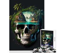 Puzzle de 1000 pièces pour Adultes Tête de Mort de Pirate Jeu Anti-Stress Idée Cadeau Parfaite Jeux relaxants Renforce l'amour au Sein du Couple Dimensions 38x52cm