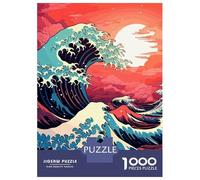 Puzzle De 1000 Pièces pour Adultes The Great Wave Retro Puzzle pour Adultes, Jeu De Réflexion pour Améliorer La Mémoire, Cadeau pour Les Amis Et La Famille 52x38cm/1000pcs