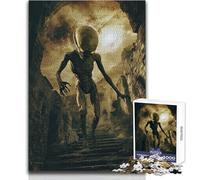 Puzzle de 1000 pièces pour Adultes - Thème : Alien dans Les ruines - Jeu éducatif - Défi Difficile - À Monter soi-même - Dimensions : 38x52cm