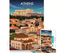 Puzzle de 1000 pièces pour Adultes,thème Athènes,Grèce,Voyage,Art,découpe Premium,Jeu Intelligent,activité ludique et apaisante,idéal pour Un Anniversaire (38x52cm)