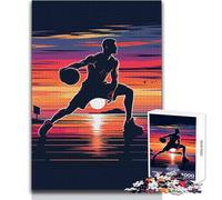 Puzzle de 1000 pièces pour Adultes - Thème Basketball et Coucher de Soleil - Art Pop - Casse-tête - Jeu Familial - Anti-Stress pour Un Anniversaire - Dimensions:50x75cm