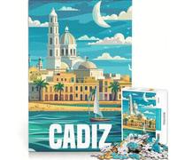 Puzzle de 1000 pièces pour Adultes, thème Cadix, Espagne, Jeu Impossible, pour s'amuser en Famille, Cadeau Original pour Un Anniversaire ou Noël, 38x26cm