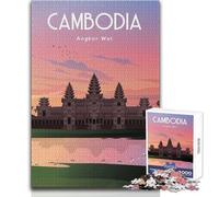 Puzzle de 1000 pièces pour Adultes, thème Cambodge, Jeu de défi Unique, activités familiales, Cadeau d'anniversaire, Dimensions 50x75cm