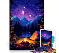 Puzzle de 1000 pièces pour Adultes,thème Camping au Bord du lac,Pixel Art,découpe Premium,Jeu Amusant et Stimulant pour Le Cerveau,Jeu Relaxant,Cadeau de Noël apaisant (50x75cm)