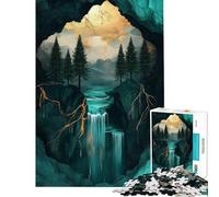 Puzzle de 1000 pièces pour Adultes Thème Cascade Kintsugi Activités ludiques et Nature à la Maison Cadeau pour Femmes Jeu de réflexion à partir de 14 Ans (38x26cm)