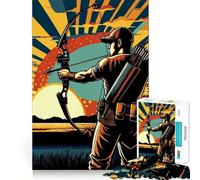 Puzzle de 1000 pièces pour Adultes,thème Chasse à l'arc et Coucher de Soleil,WPAP Clean Fit Decor,activité cérébrale Amusante,Moment de détente Confortable,Cadeau de Loisirs Festif (38x52cm)