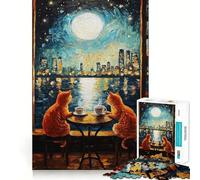 Puzzle de 1000 pièces pour Adultes,thème Chats,café et Rendez-Vous,Jeu de découpe sans Couture,Jouet de résolution de problèmes,Jeu Occasionnel,scène de Noël (50x75cm)