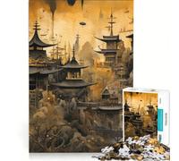Puzzle de 1000 pièces pour Adultes thème Cité d'or Traditionnelle Jeu de Construction activité ludique à la Maison pour renforcer Les Liens Amoureux 38x52cm