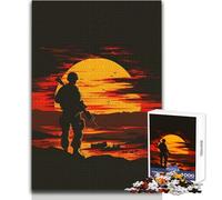 Puzzle de 1000 pièces pour Adultes - Thème Coucher de Soleil Militaire - Loisirs relaxants et apaisants à Faire à la Maison - Assemblage précis - Dimensions 50x75cm