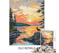 Puzzle de 1000 pièces pour Adultes thème Coucher de Soleil sur l'île Royale Jeu Amusant Motif à Assembler décoration Murale (38x26cm)