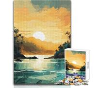 Puzzle de 1000 pièces pour Adultes - Thème : Coucher de Soleil sur Une Montagne Tropicale - Jeu éducatif et Amusant pour Toute la Famille - Cadeau Artistique - Dimensions : 38x26cm