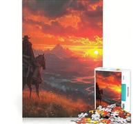 Puzzle de 1000 pièces pour Adultes, thème Cowboy au Coucher du Soleil, Jeux de société, pour s'amuser en Famille, Cadeaux Originaux pour Un Anniversaire ou Noël 38x52cm