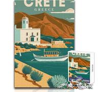 Puzzle de 1000 pièces pour Adultes, thème Crète, Grèce Jeu de réflexion Familial et éducatif Dimensions 38x52cm