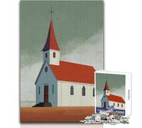 Puzzle de 1000 pièces pour Adultes - Thème Église et Campagne - Jeu de défi Unique - Activités familiales - Idée Cadeau d'anniversaire - Dimensions 38x52cm
