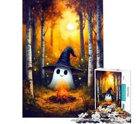 Puzzle de 1000 pièces pour Adultes Thème Fantômes et Feu de Camp Cosy Décoration Murale Niveau de Difficulté pour Amis et Famille (38x52cm)