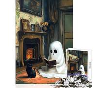 Puzzle de 1000 pièces pour Adultes Thème Fantômes et Lecture au Coin du feu Jeu Anti-Stress Idée Cadeau Parfaite Jeux relaxants Renforce l'amour de Couple Dimensions 50x75cm