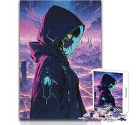 Puzzle de 1000 pièces pour Adultes - Thème:Fille au Quartier néon d'une Ville d'anime Profitez d'un Moment de détente et de Relaxation Assemblage Stable et découpe précise Dimensions:38x52cm