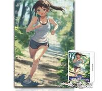 Puzzle de 1000 pièces pour Adultes - Thème : Fille d'anime Faisant du Jogging - Jeu intellectuel, d'analyse et de logique pour Un Anniversaire - Dimensions : 38x26cm