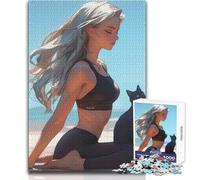 Puzzle de 1000 pièces pour Adultes - Thème : Fille d'anime Faisant du Yoga - Jeu éducatif - Activités familiales - Idée Cadeau d'anniversaire - Dimensions : 38x52cm