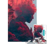 Puzzle de 1000 pièces pour Adultes thème Forêt Rouge activités ludiques à la Maison défi Difficile Jouet de décoration pour Les 14 Ans et Plus (38x26cm)