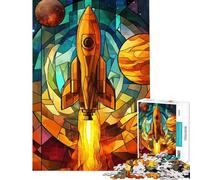 Puzzle de 1000 pièces pour Adultes Thème fusée en vitrail Décoration Murale Stimule la mémoire Niveau Difficile et exigeant (38x26cm)
