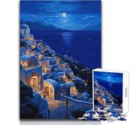 Puzzle de 1000 pièces pour Adultes - Thème Grèce Nuit étoilée - Jeu Pratique et Stimulant - Idéal comme Cadeau de Noël Secret - Dimensions 38x26cm